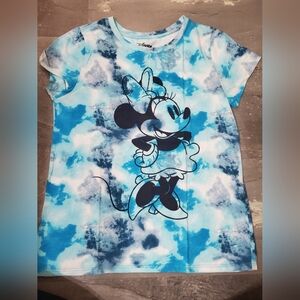 Disney Tie-Dye Minnie Mouse Short Sleeves Shirt. Shades Of Blue & White. M.